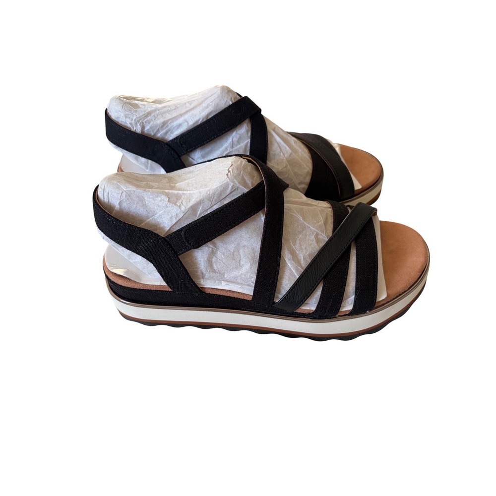 NWOT Vionic Kellyn Black Strappy Platform Wedge Sandals Women's Size 7